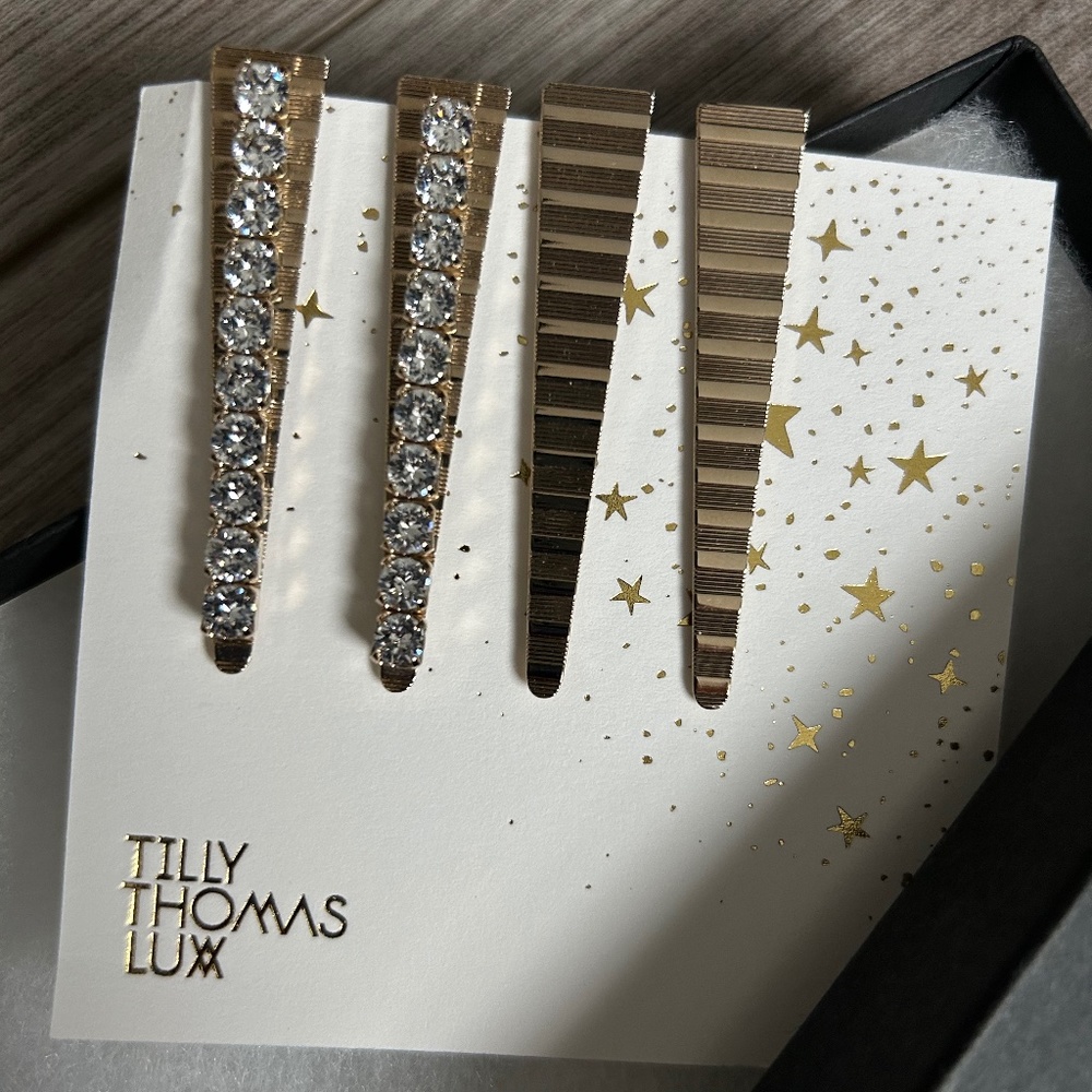 Crystal & Gold Hair Pin Set, New in Box, Bridal Accessories